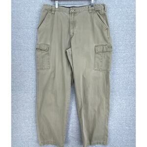 Wrangler Cargo Pants Mens 38 X 32 Khaki Flat Front Straight Leg Activewear Work